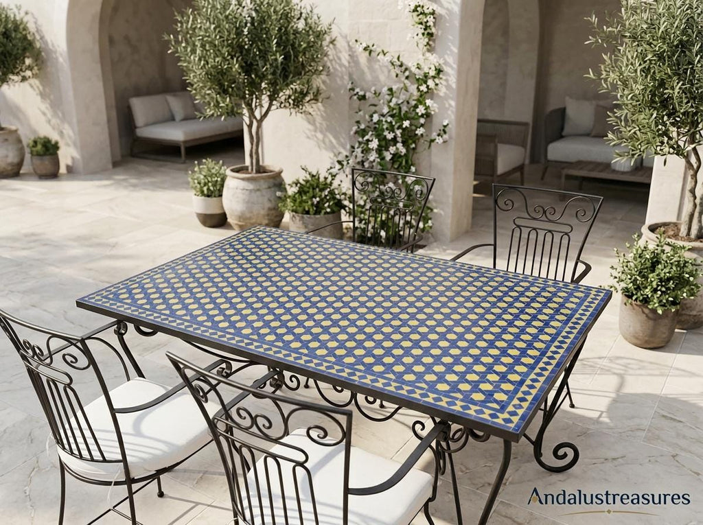 moroccan zellige side table, Handmade Mosaic Tile, 12-48 In. Iron