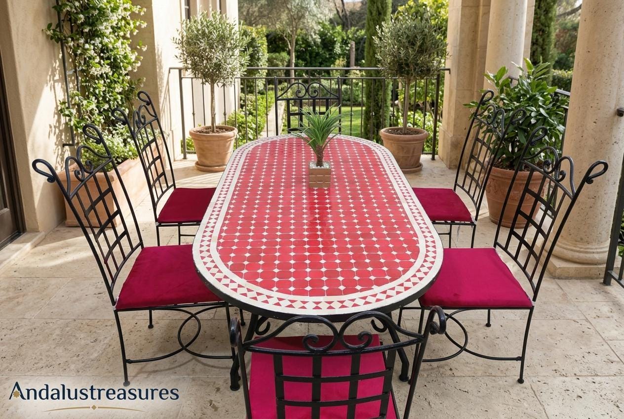 Moroccan Zellige Table, Handcut Tile-Top Console, 30-120cm Round.