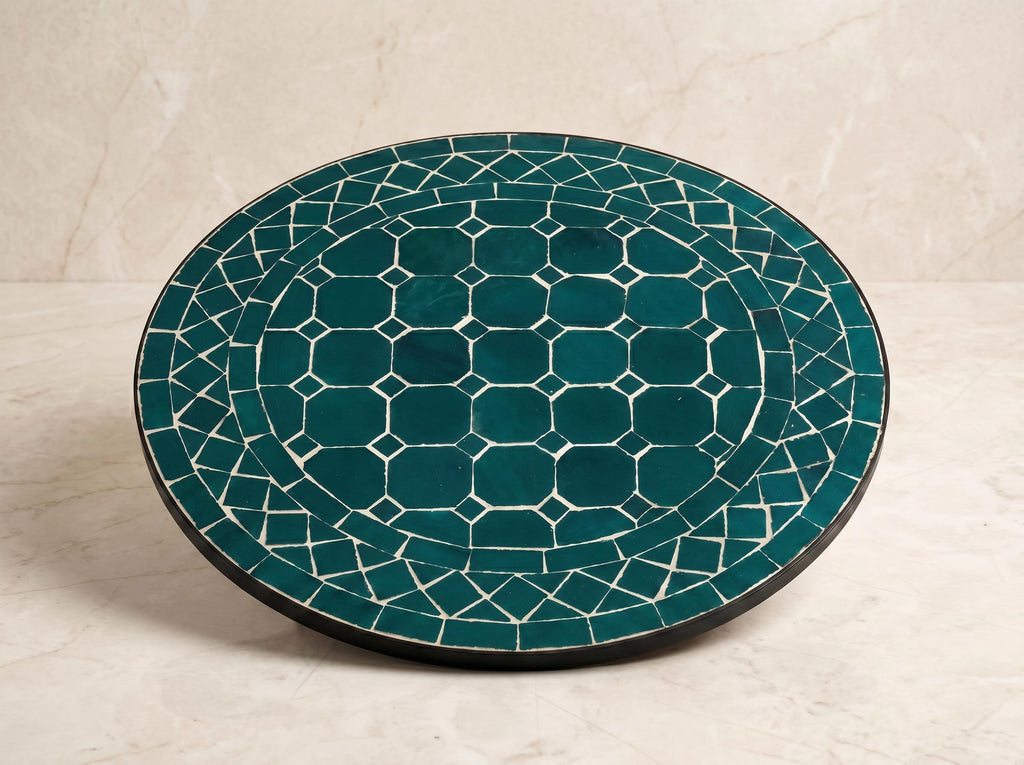 Moroccan Zellige Table, Handcrafted Terracotta Bistro Dining 60 Cm