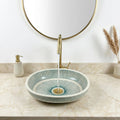Hand Painted Ceramic Sink, Andalusian Oval Basin 32–48 Cm, Teal