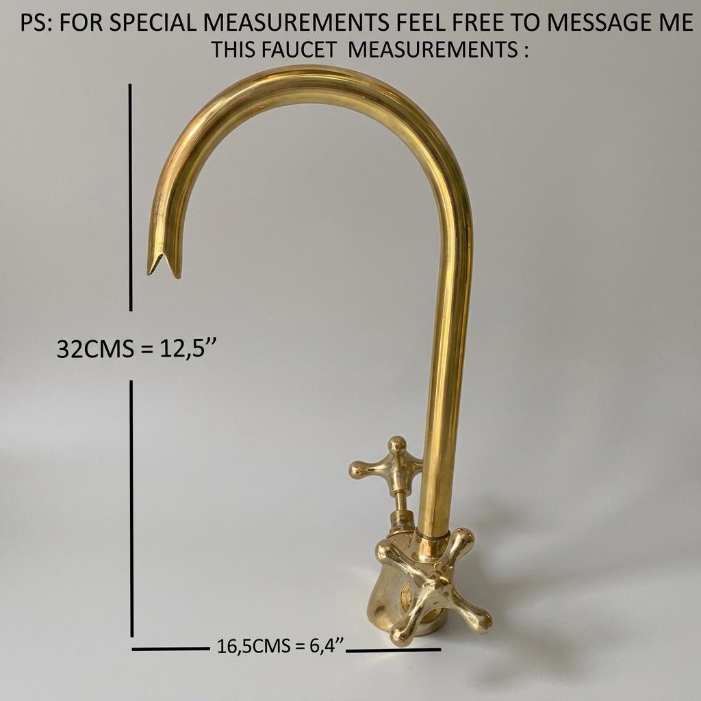 Brass Double Handle Faucet, High-Arc Gooseneck, Solid Brass Aged.