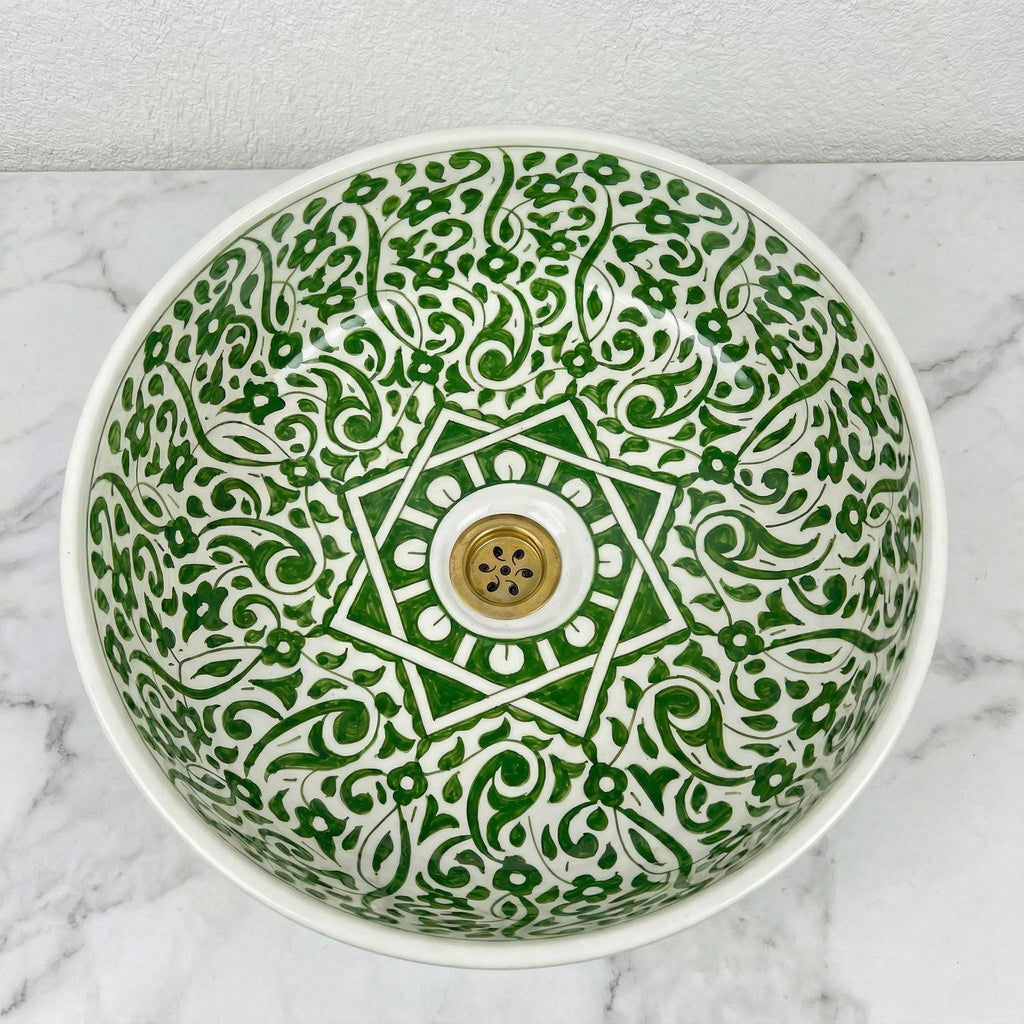 Moroccan Navy Vessel Sink, Hand-Painted Ceramics Double Bowls 14