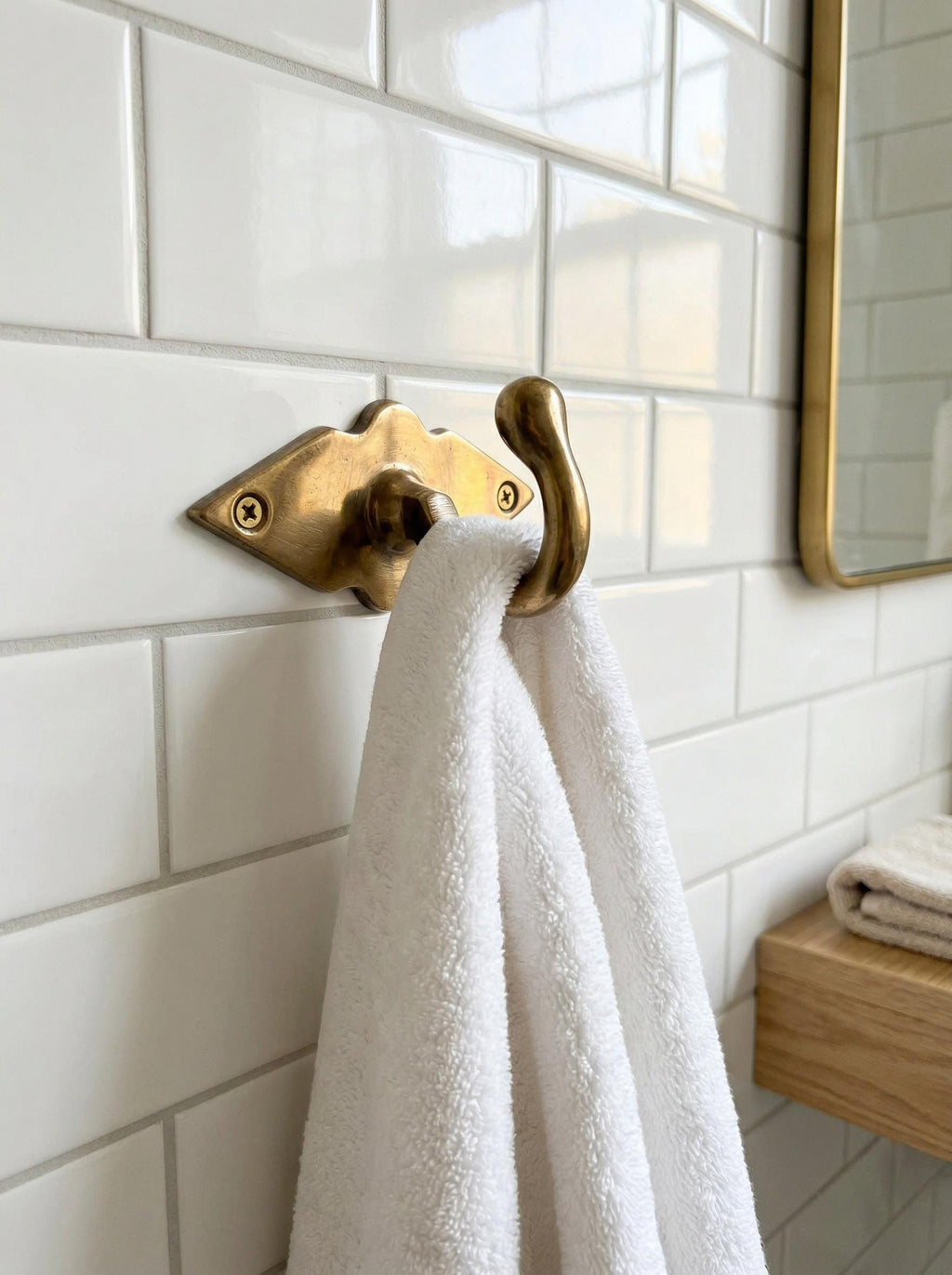 Rustic Brass Wall Hooks, Handmade Moroccan Unlacquered 8 Cm Hook.