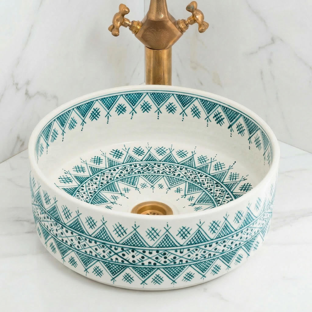 Orange Ceramic Vessel Sink, Handcrafted 12" Dia x 5" Deep Vanity!