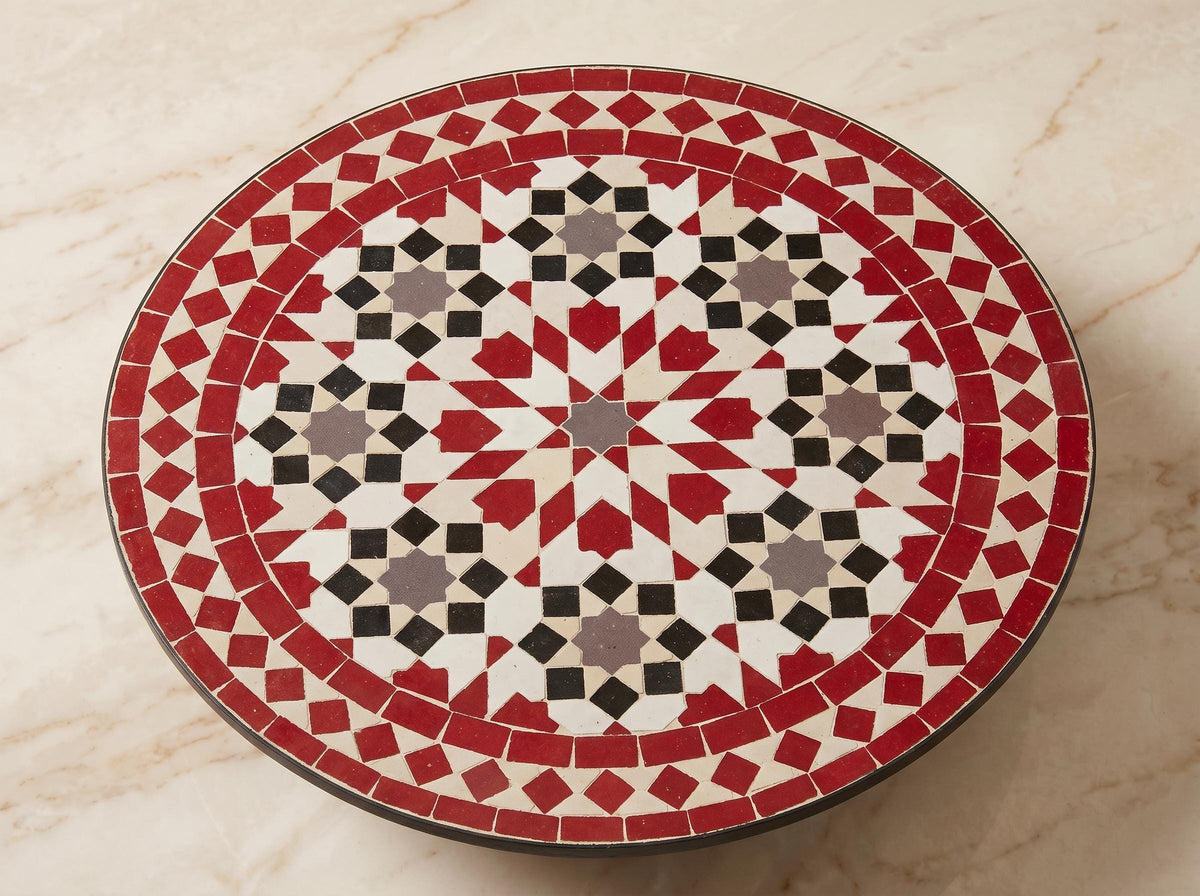 Zellige Tile Table, Handcrafted Moroccan Mosaic Coffee Table 30 In