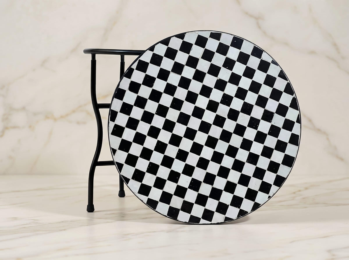 Handmade Zellige Table, Weatherproofed Terracotta Mosaic, 12-48 In