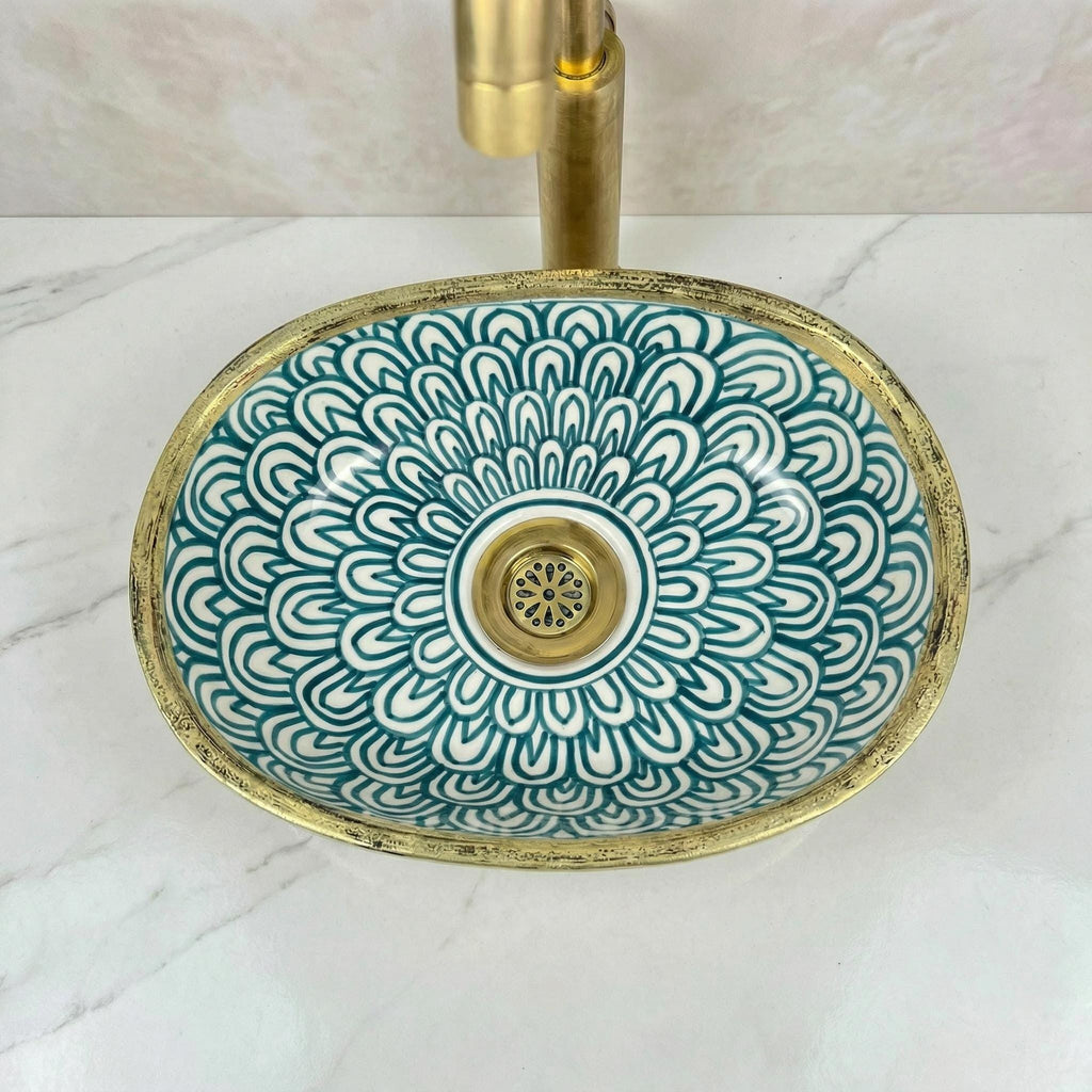 Black Porcelain Vessel Sink, Artisan Oval Porcelain Basin 5 Sizes