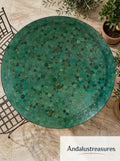 Moroccan Zellige Coffee Table, Handmade Round 36in, Powder-Coated