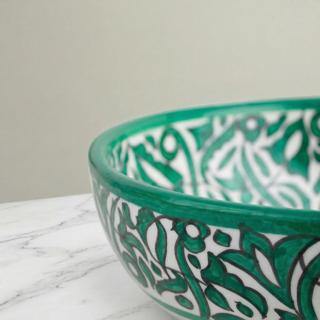moroccan bathroom vessel sink, Emerald Green Oval Basin 38 cm Pro