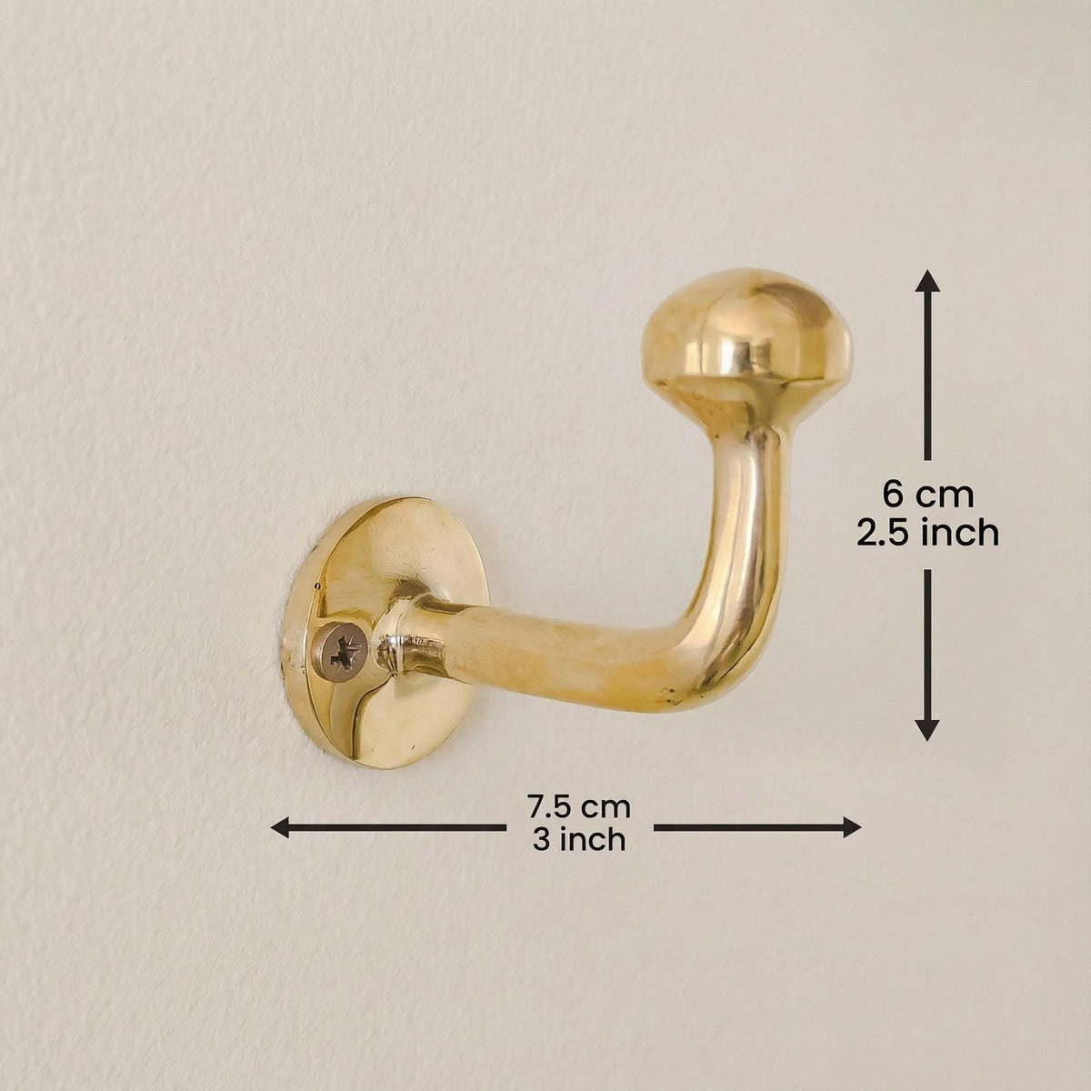 Moroccan Brass Wall Hooks, Unlacquered Vintage Patina 9.5cm 3.7in