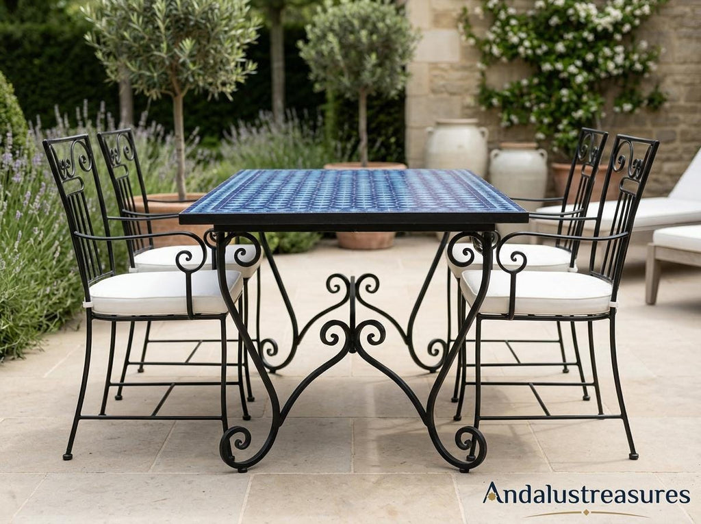 moroccan zellige side table, Handmade Mosaic Tile, 12-48 In. Iron
