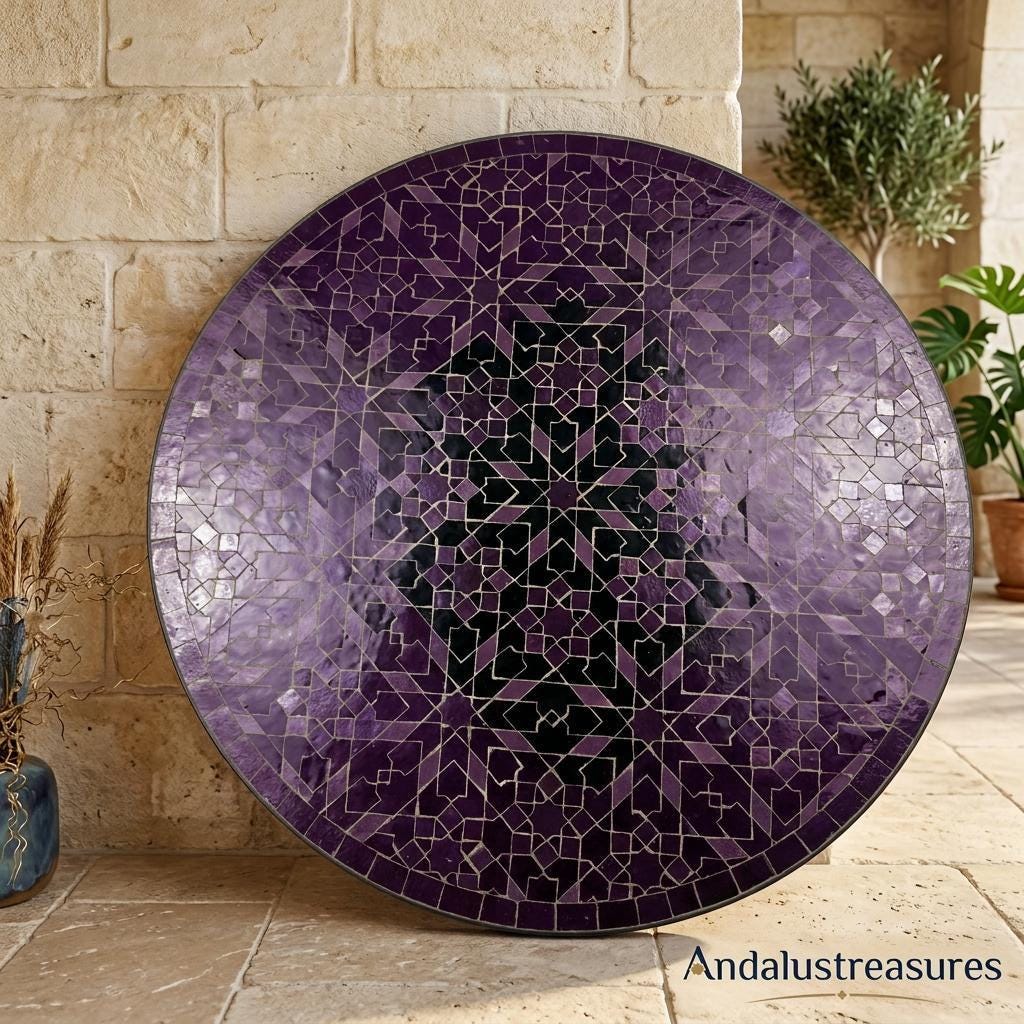 Moroccan Zellige Side Table Hairpin Iron Legs, Handmade 30-120 cm