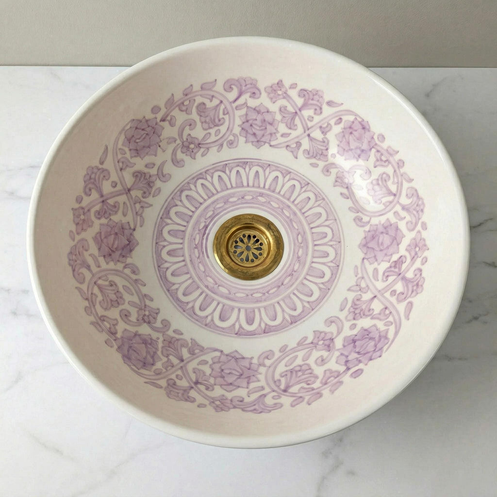 Ceramic Vessel Sink, Moroccan Ruby Red Handmade, 8"–16" Dia Basin