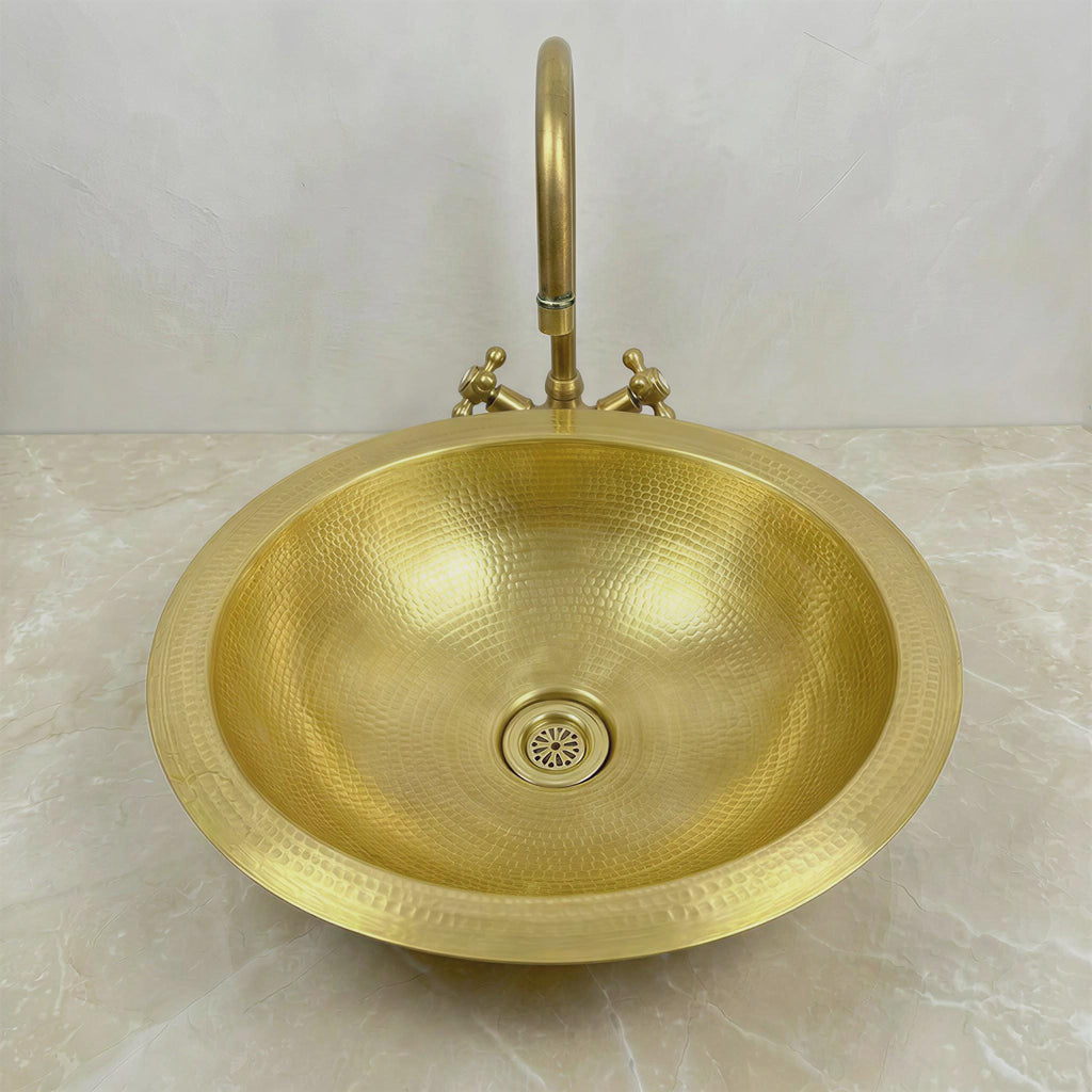 Moroccan Brass Vanity Sink, Hammered Handmade Brass Basin Fez Art