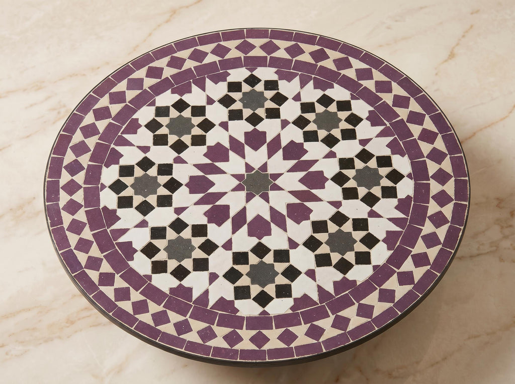 Zellige Tile Table, Handcrafted Moroccan Mosaic Coffee Table 30 In