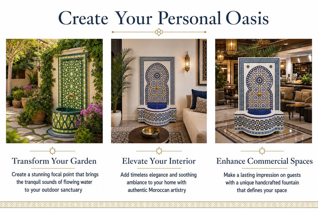moroccan mosaic fountain, Handmade Indoor Outdoor Patio With Pump