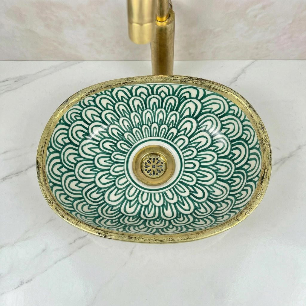 Black Porcelain Vessel Sink, Artisan Oval Porcelain Basin 5 Sizes