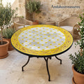 Moroccan Mosaic Coffee Table, Handcrafted Zellige, 12–48 In, Iron
