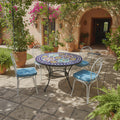 Mosaic Bistro Table, Moroccan Zellige Tile, Powder-Coated Iron