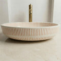 Moroccan Vessel Sink, Cobalt Oval Hand-Painted Ceramic 36 Cm Fes.