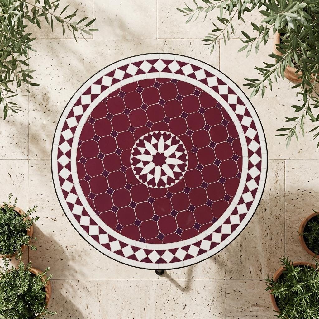 Moroccan Mosaic Table, Zellige Handlaid Top, 12–48 In Round Table