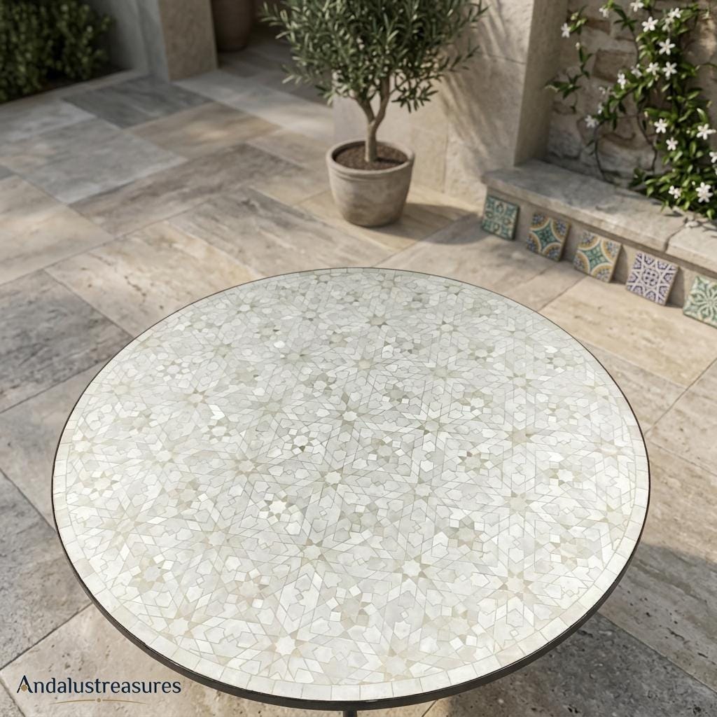 Moroccan Mosaic Side Table, Handmade Zellige Tile Top, 30-120 Cm.