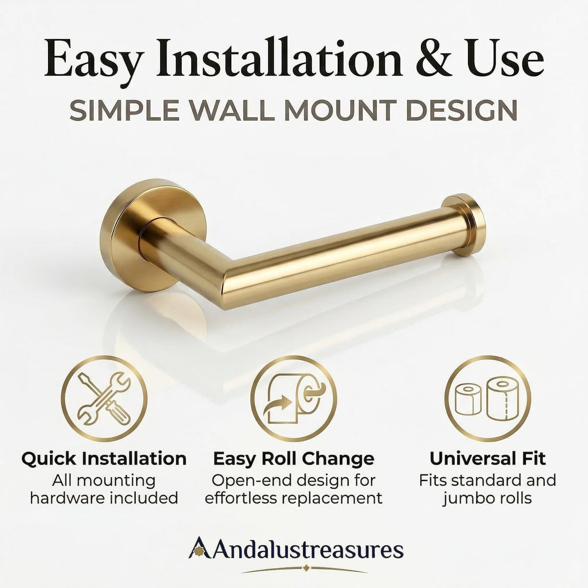 Brass Toilet Paper Holder, Handmade Unlacquered Solid Wall 3.5x6.5