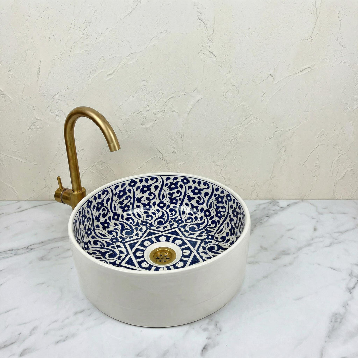Moroccan Navy Vessel Sink, Hand-Painted Ceramics Double Bowls 14
