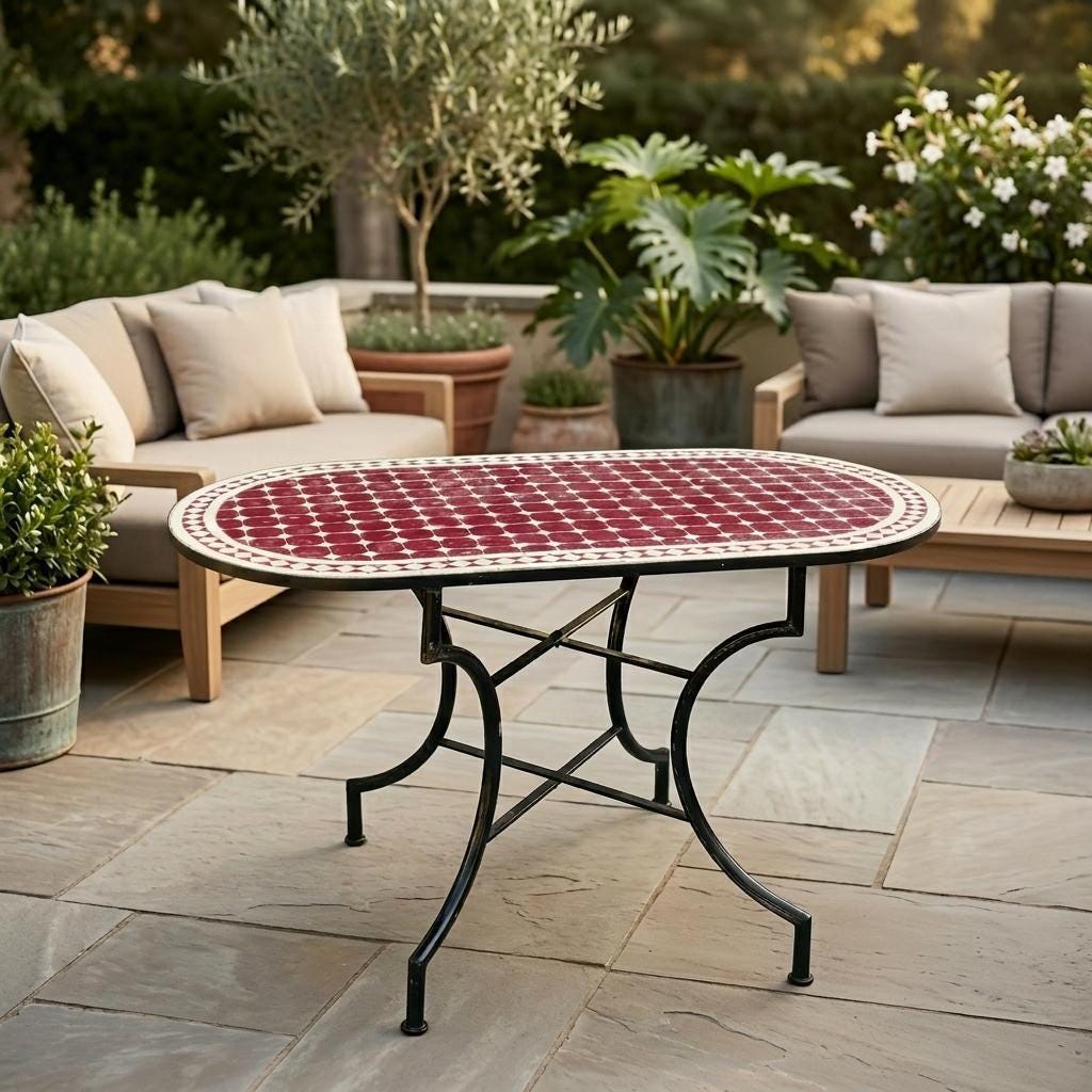 mosaic tile table, Zellige Top, Moroccan Round Accent - 30-120cm.