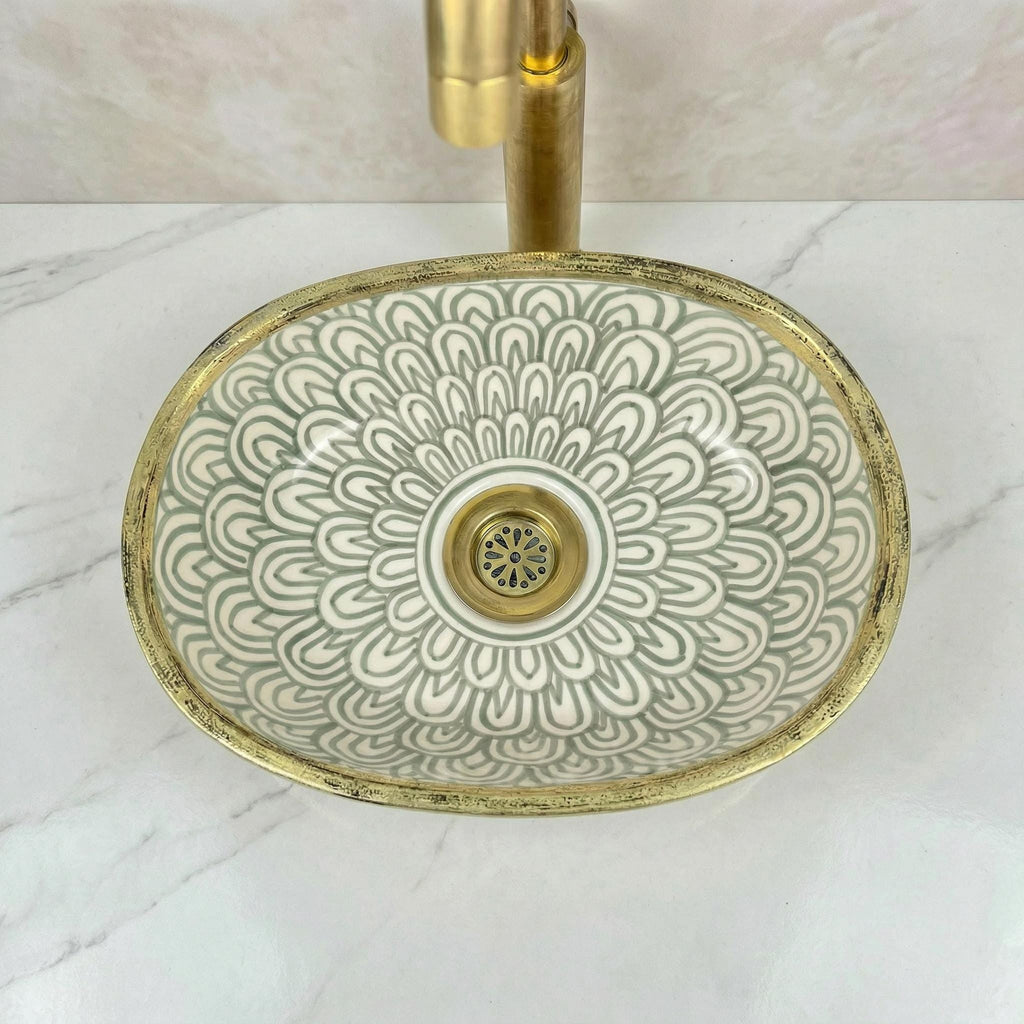 Black Porcelain Vessel Sink, Artisan Oval Porcelain Basin 5 Sizes