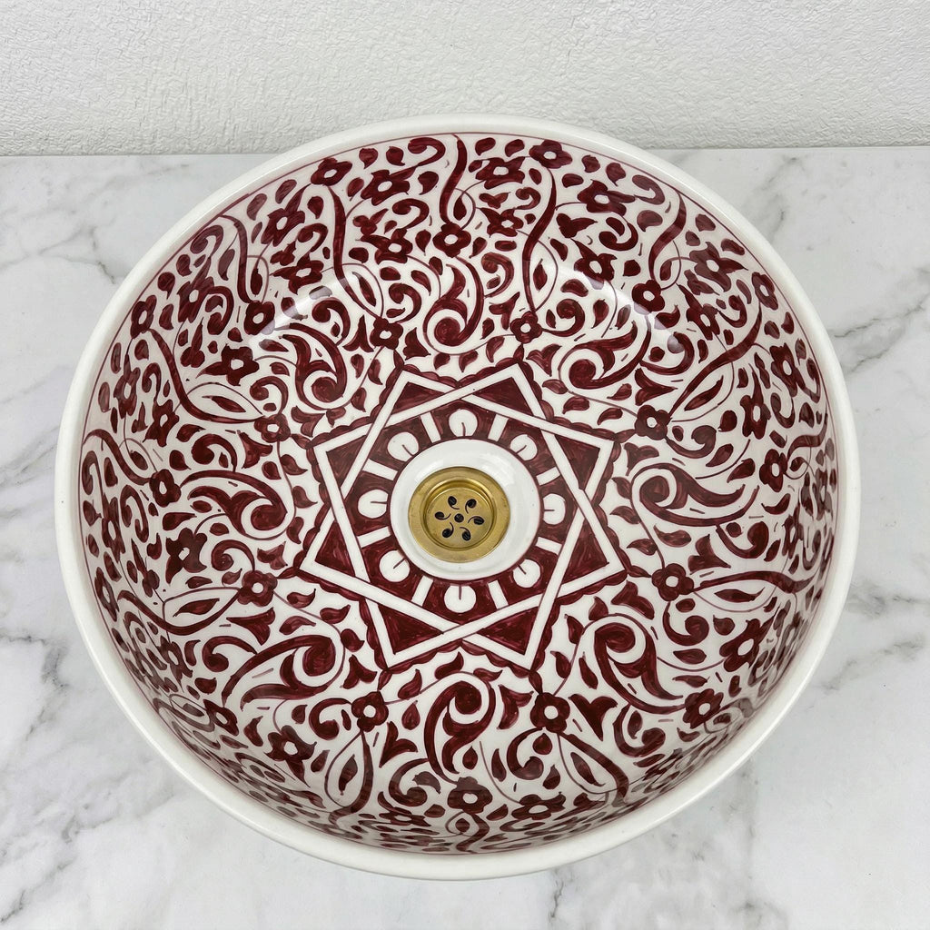 Moroccan Navy Vessel Sink, Hand-Painted Ceramics Double Bowls 14