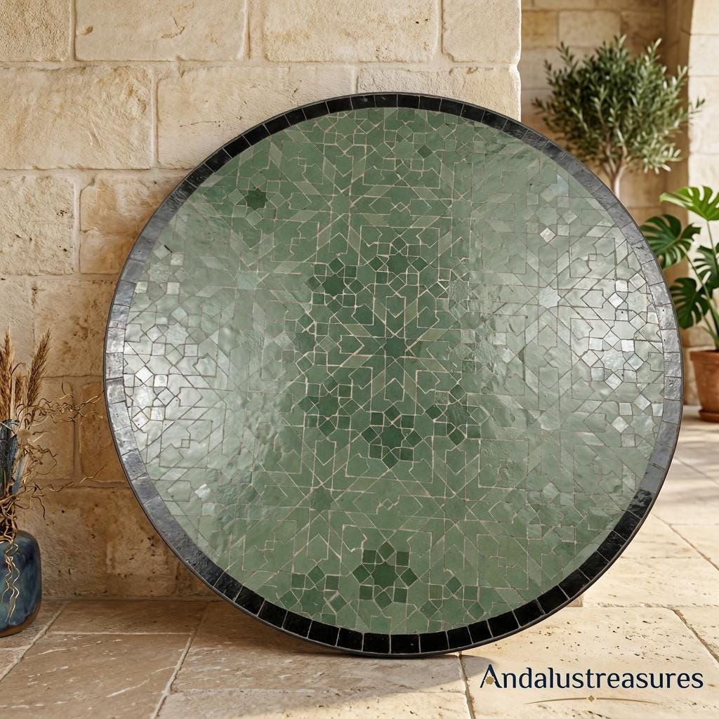 Moroccan Zellige Side Table Hairpin Iron Legs, Handmade 30-120 cm