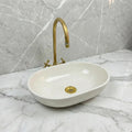 White Minimalist Oval Sink | Handcrafted Artisanal Moroccan Porcelain Vanity Basin