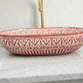 Moroccan Ceramic Vessel Sink, Coral Pink Oval, Free Drain Gift XL