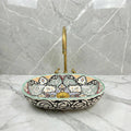 Warda Moroccan Handmade Ceramic Bathroom Sink | Oval Vessel Basin