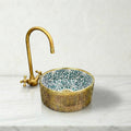 Moroccan Ceramic Vessel Sink Emerald Green, Handmade Compact 30cm