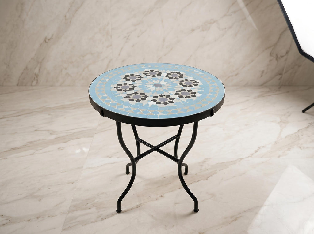 Zellige Tile Table, Handcrafted Moroccan Mosaic Coffee Table 30 In