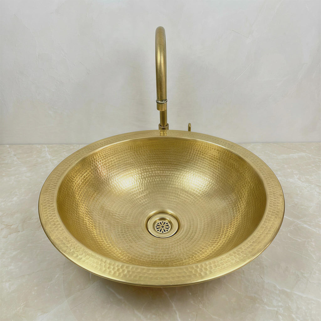 Moroccan Brass Vanity Sink, Hammered Handmade Brass Basin Fez Art