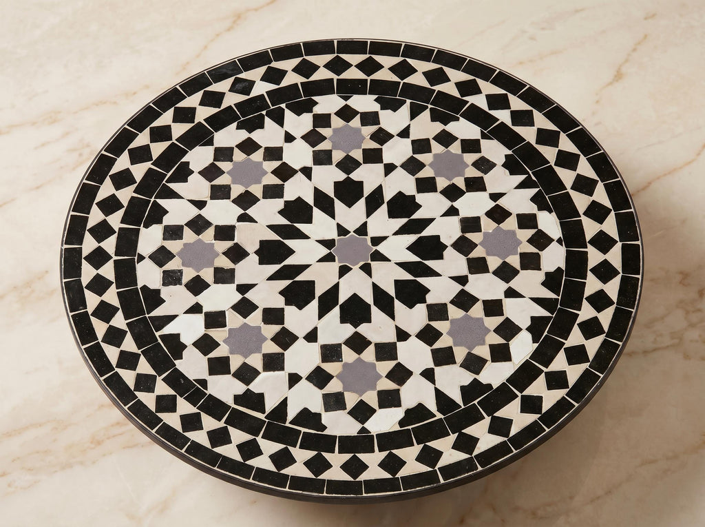 Zellige Tile Table, Handcrafted Moroccan Mosaic Coffee Table 30 In
