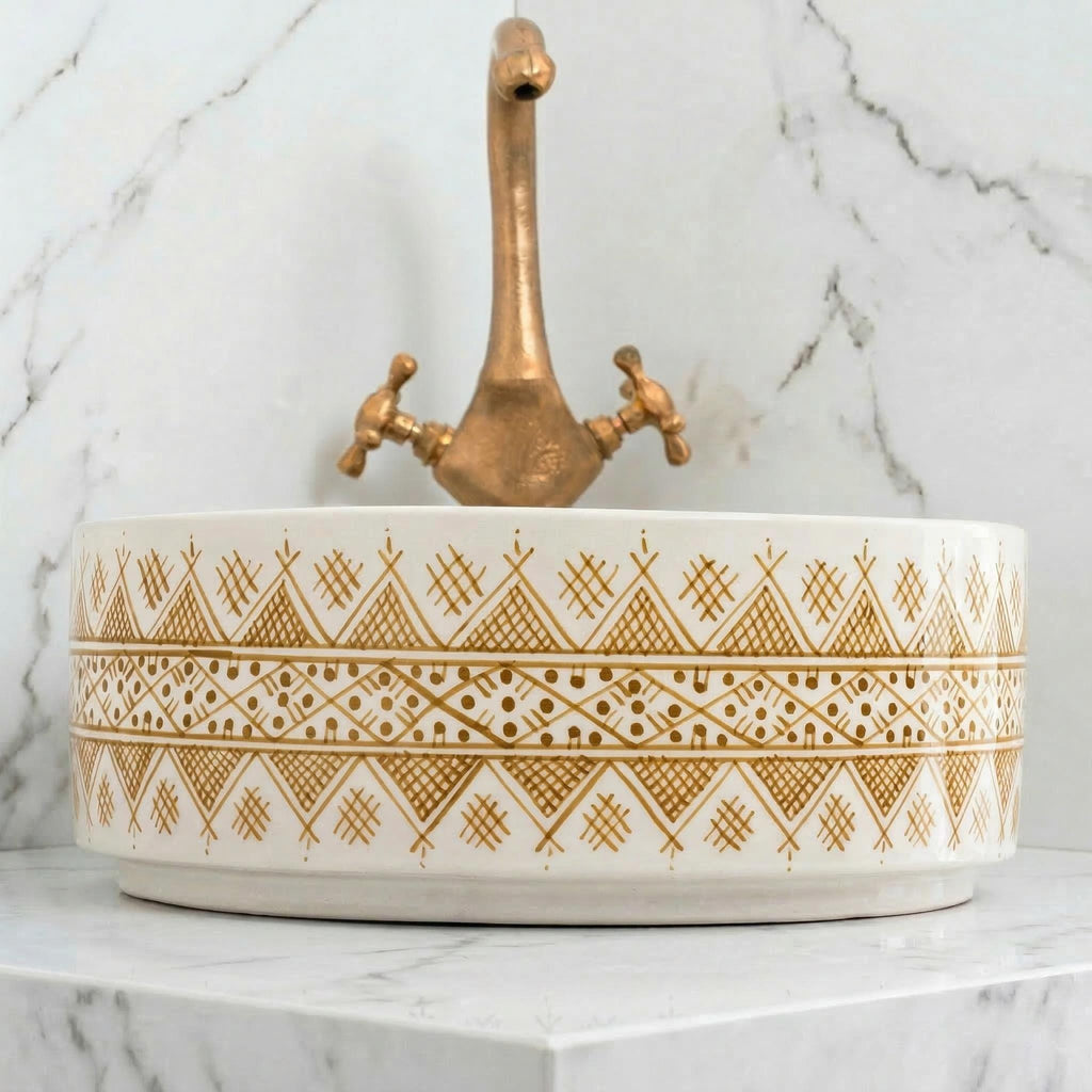 Orange Ceramic Vessel Sink, Handcrafted 12" Dia x 5" Deep Vanity!