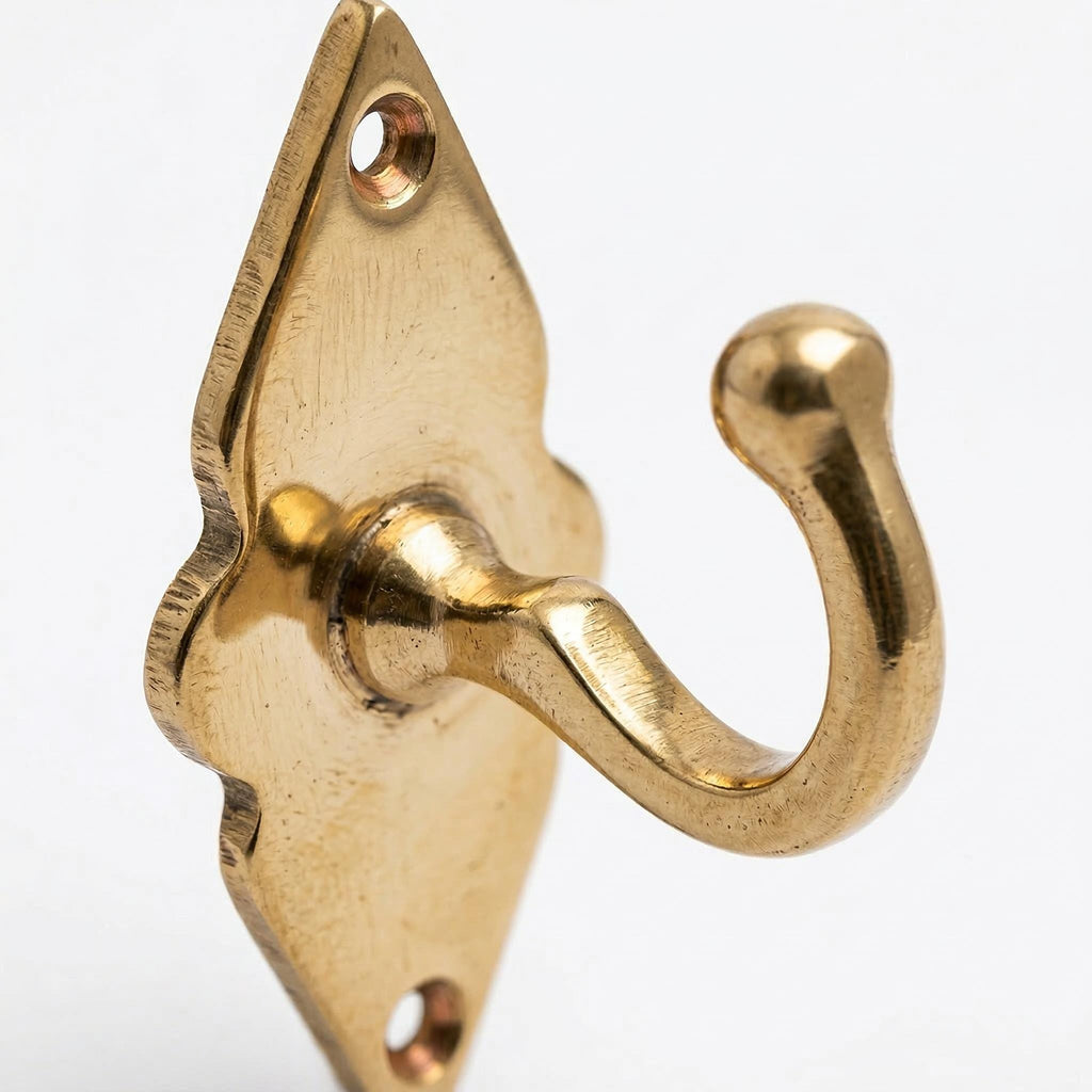 Rustic Brass Wall Hooks, Handmade Unlacquered 8 Cm Moroccan Hooks