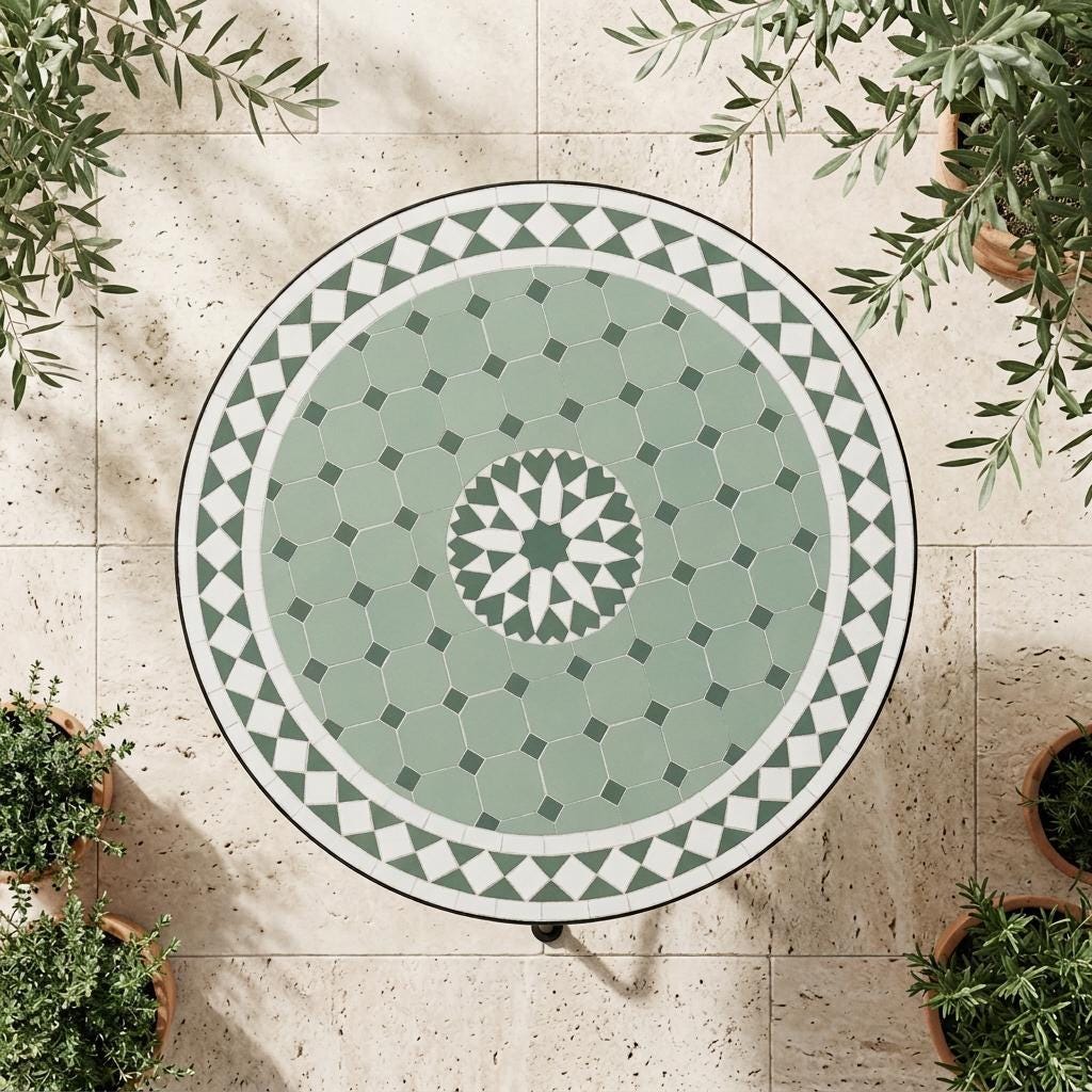 Moroccan Mosaic Table, Zellige Handlaid Top, 12–48 In Round Table