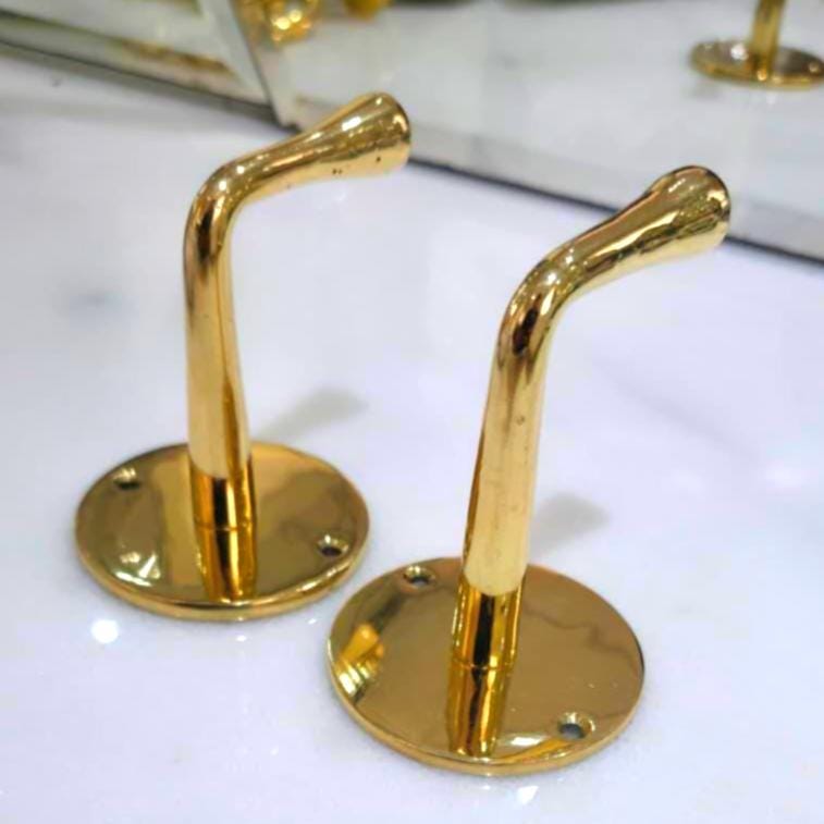 Handmade Brass Wall Hooks, Moroccan Rustic Unlacquered 9.5cm 3.7