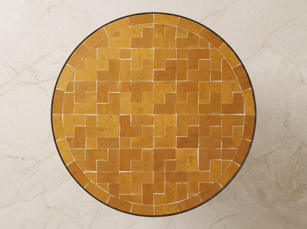 Zellige Tile Bistro Table, Handcrafted Glazed Mosaic Top, 30–120 Cm