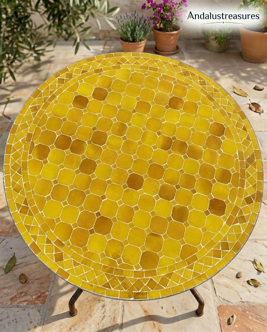 Moroccan Zellige Coffee Table, Tile Top, Powder Iron Base 12–48In
