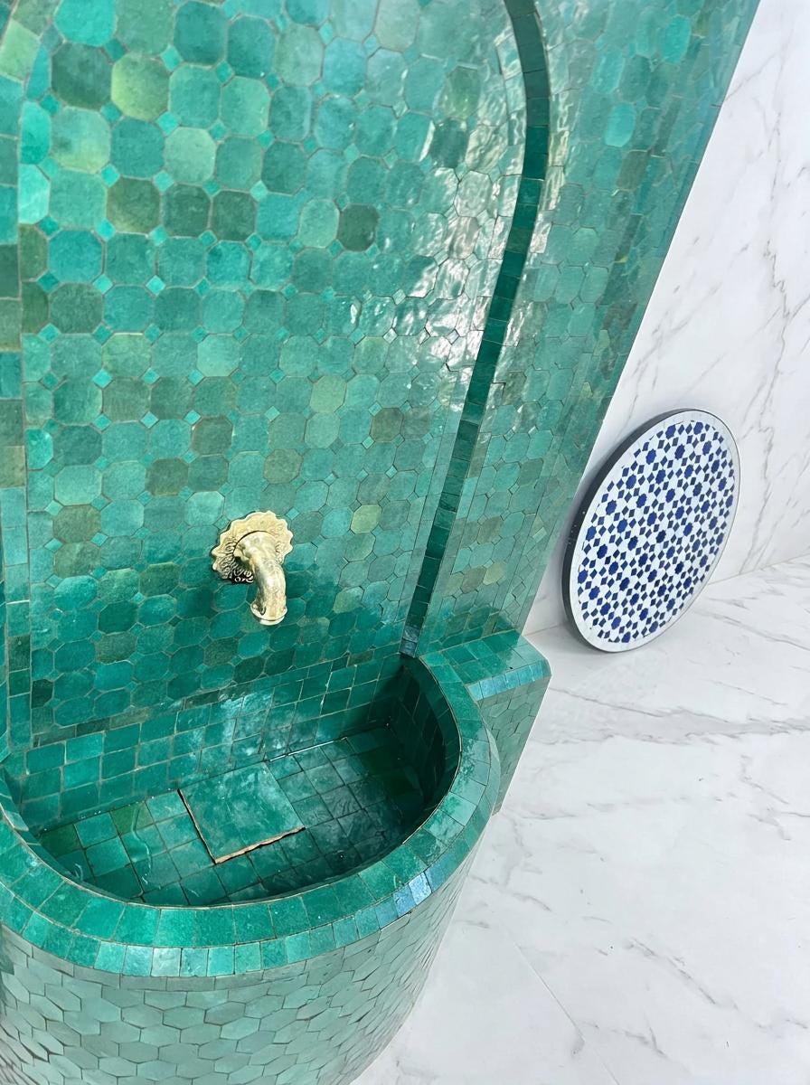 Mosaic Water Fountain Handmade Indoor Outdoor Patio With Pump Now