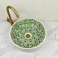 Sage Green Vessel Sink, Hand-Painted Moroccan Ceramic, 12 Inch XL