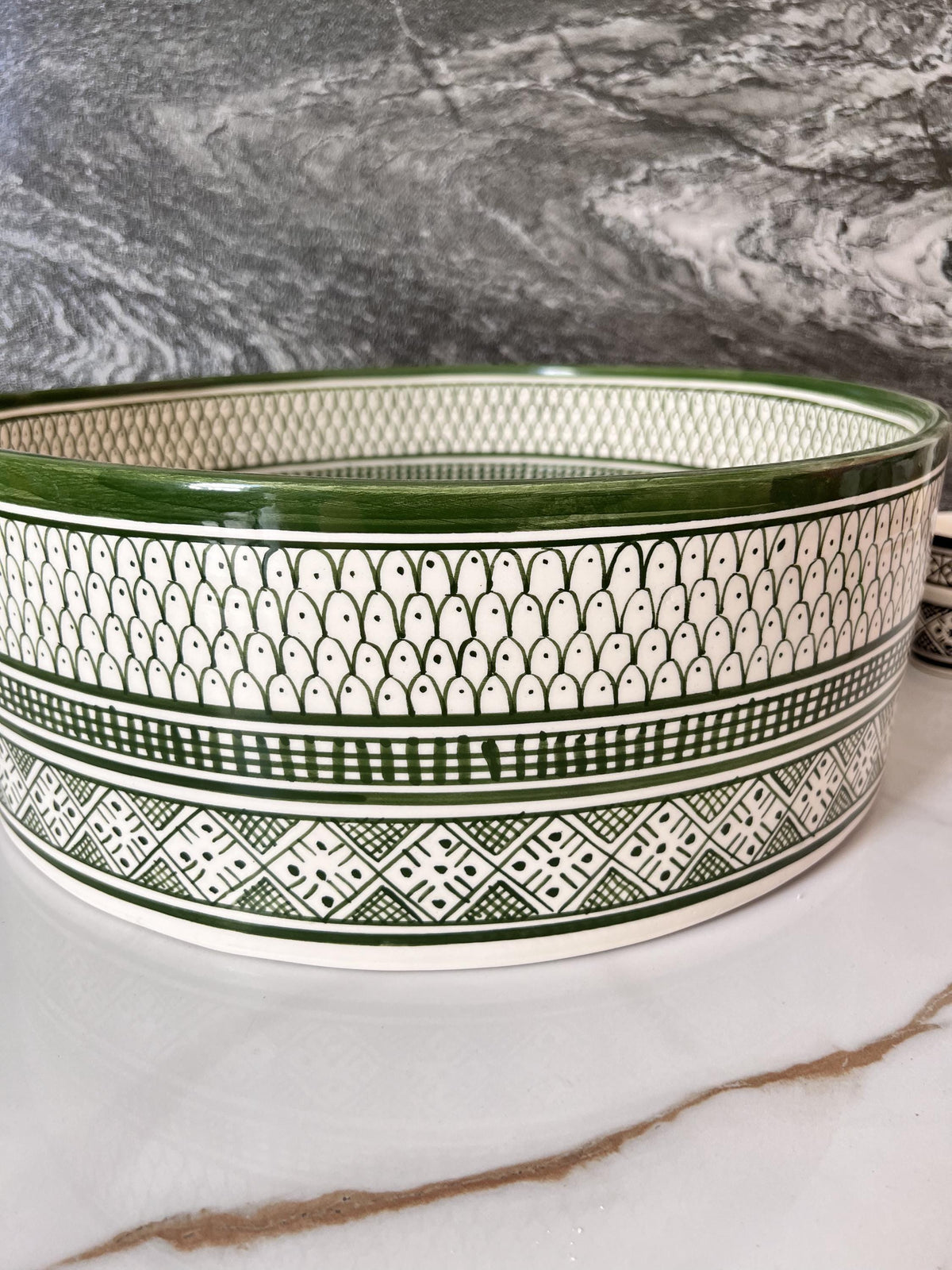 Moroccan Ceramic Vessel Sink, Hand-Painted Round Basin 12"(30 cm)
