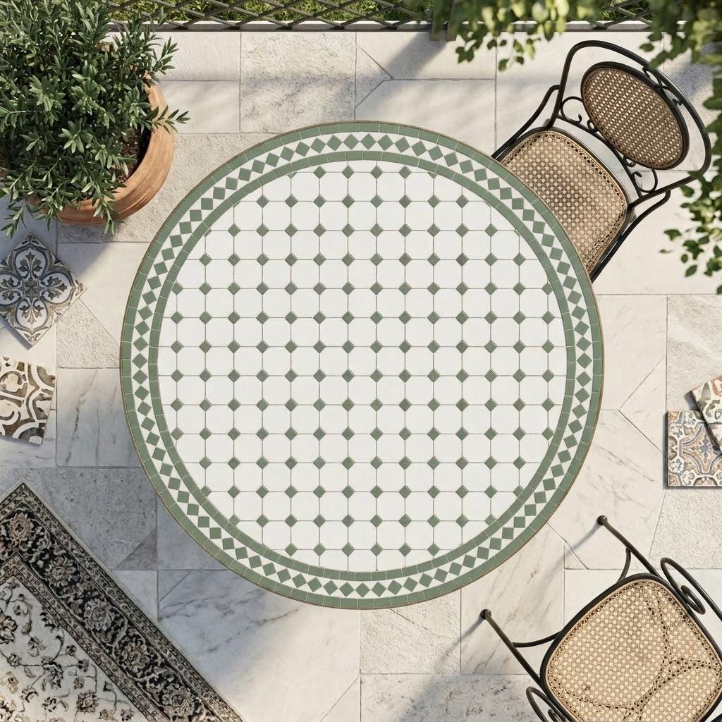 Moroccan Mosaic Table, Round Zellige Mosaic Table, 30-120 Cm Made