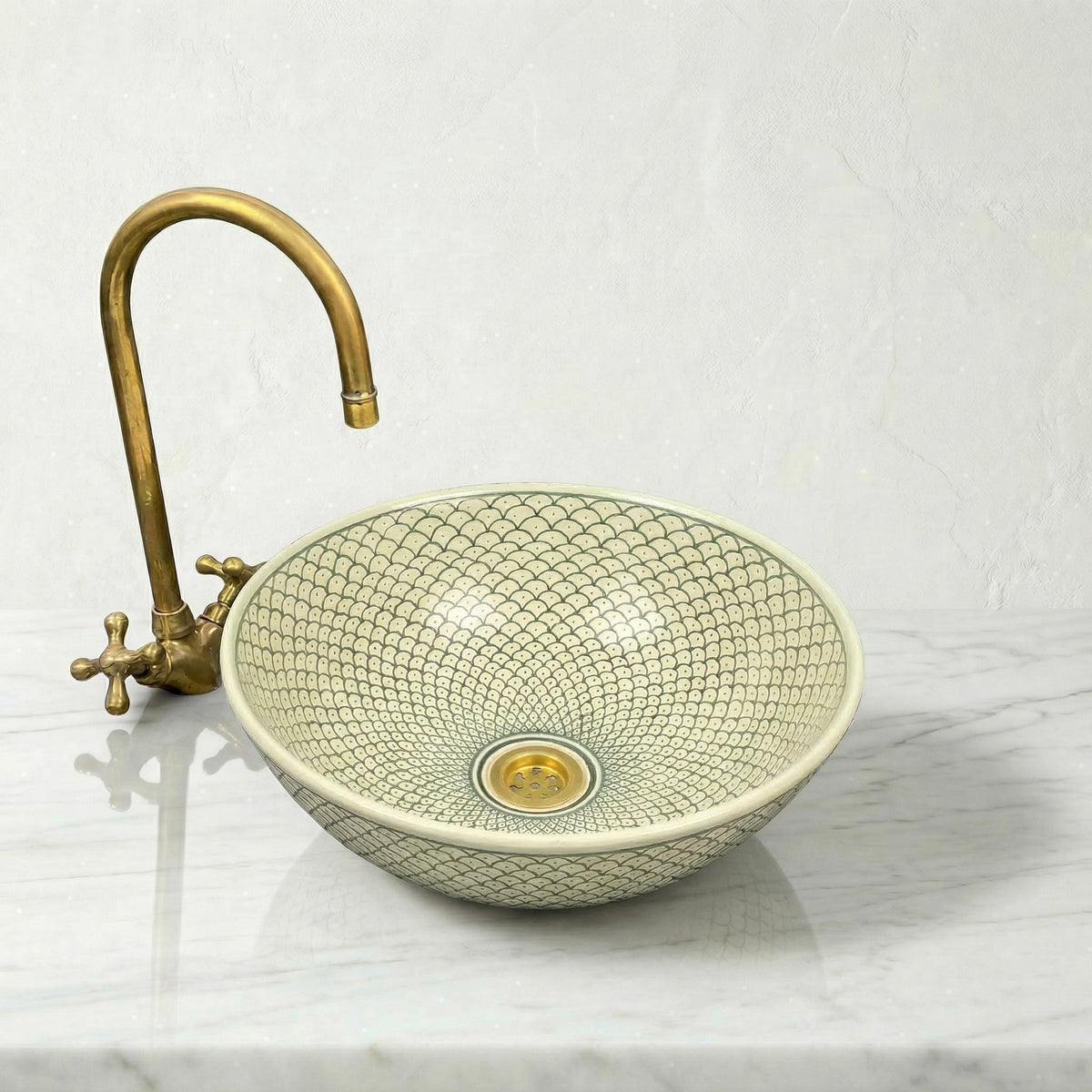 Moroccan Vessel Sink, Hand-Painted Burgundy Ceramic, 8-16" Round.